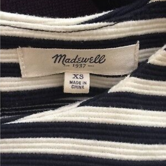 Madewell striped 3/4 sleeve top with zipper back and split seams XS - Picture 9 of 12